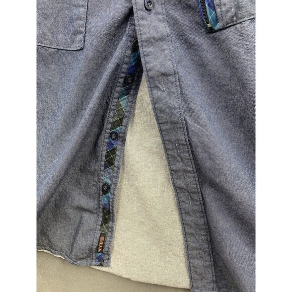 Enyce Button Down Casual Shirt Men XL Blue Plaid Accent Flap Pockets 100% Cotton - Picture 9 of 16
